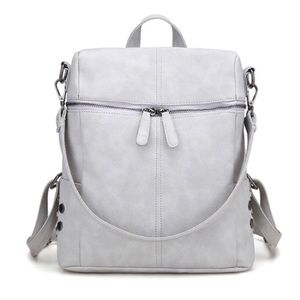 Faux Leather Mini Backpack Available in Grey!